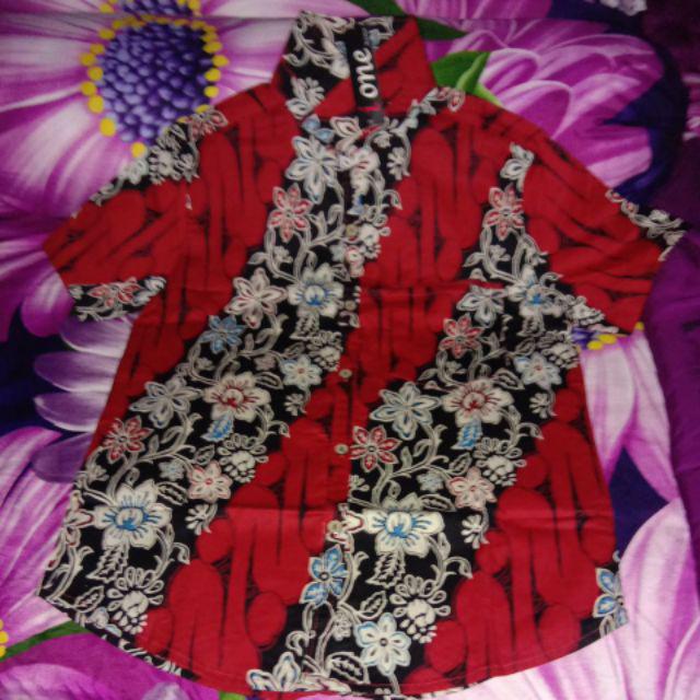 Kemeja 113 Tu# Kemeja Batik Dewasa Warna Merah Edisi Imlek Bahan Katun Stretchy