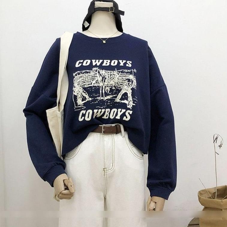 GSC - Cowboys Sweater CROP OVERSIZE - CREWNECK SWEATER WANITA - PAKAIAN WANITA TERLARIS