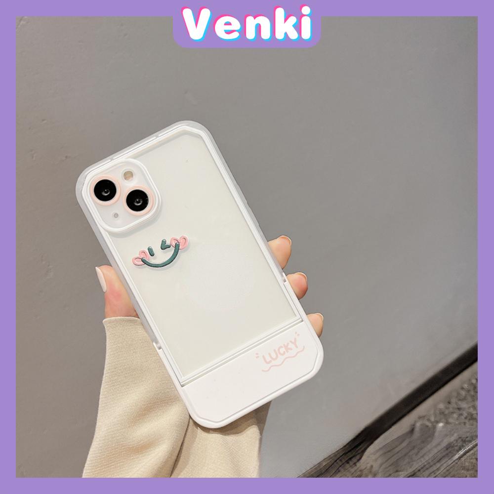 iPhone Case Silicone Soft Case Clear Case Folding Stand Shockproof Protection Camera Smiley Simple Cute Compatible For iPhone 11 iPhone 13 Pro Max iPhone 12 Pro Max iPhone 7Plus xr