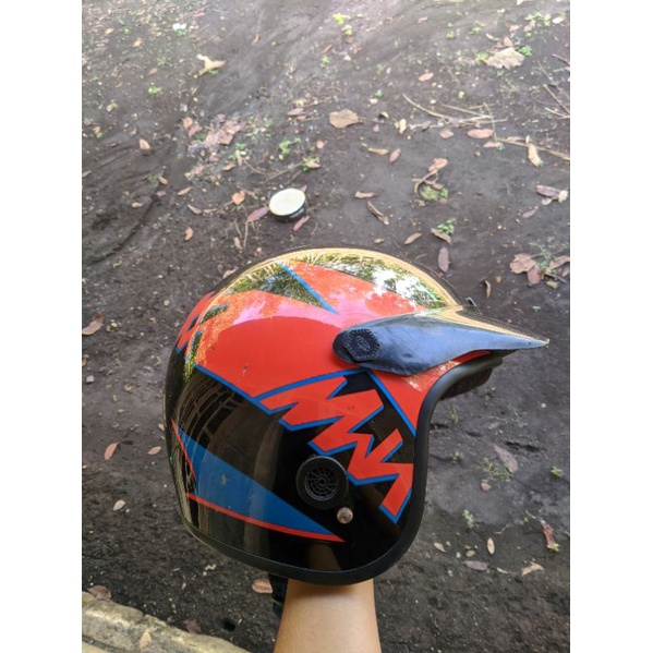 Helm Yamaha Merah hitam original