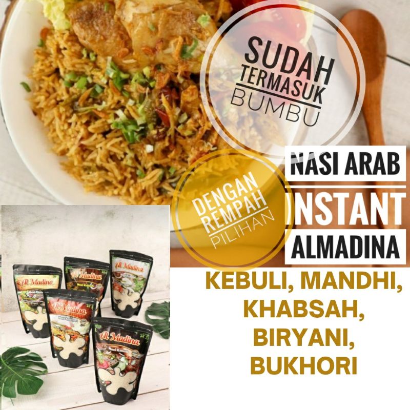 

PORSI6-10org NASI ARAB INSTANT BERAS BASMATI ALMADINA Kebuli Biryani Mandhi Bukhori Kabsah Al madina