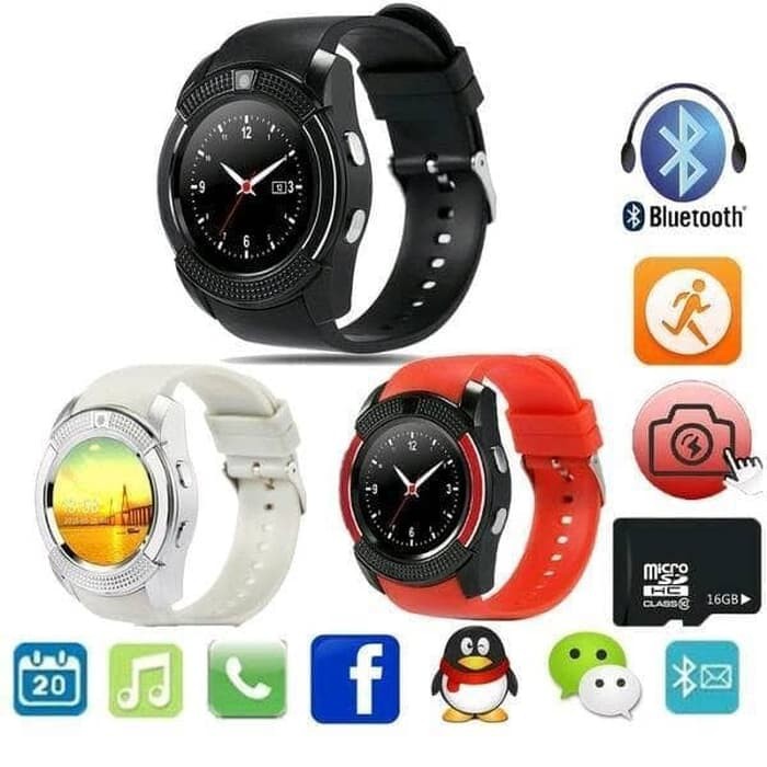 Smartwatch V8 support sim card dan memory card camera best smartwatch