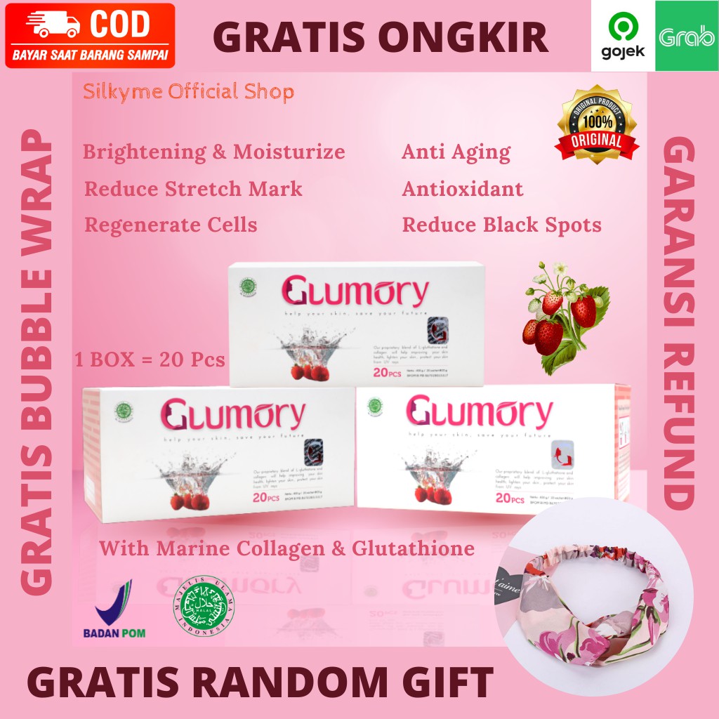 Glumory Collagen Beauty Drink With Marine Collagen & L-Glutathione Grade A 1Box 20Pcs+2