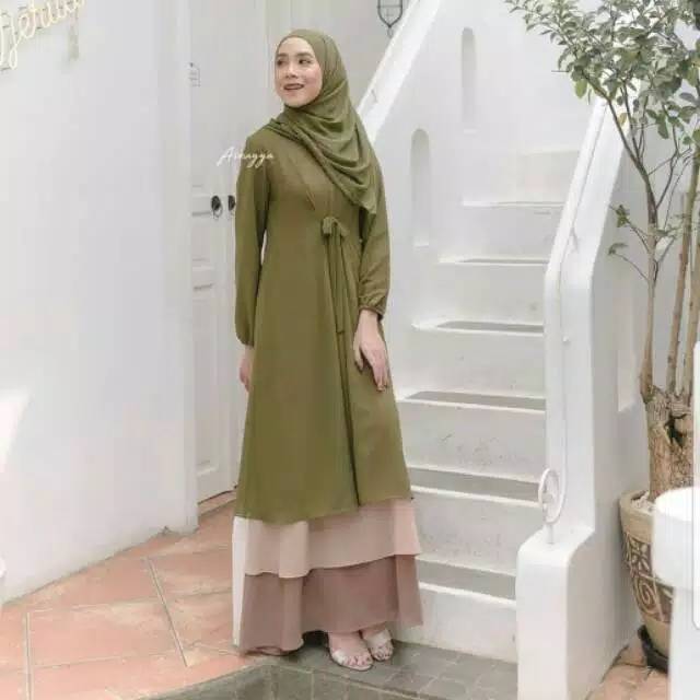 Gamis ceruty susun 3 warna