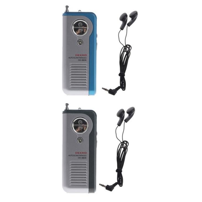 Penerima Radio FM Mini Portable Auto Scan dengan Senter + Earphone