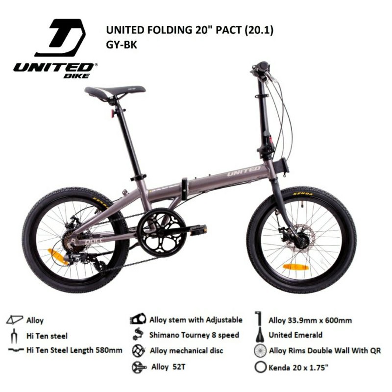 PROMO...Sepeda Lipat UNITED PACT Alloy SHIMANO 8 speed KENDA 20 inch folding bike
