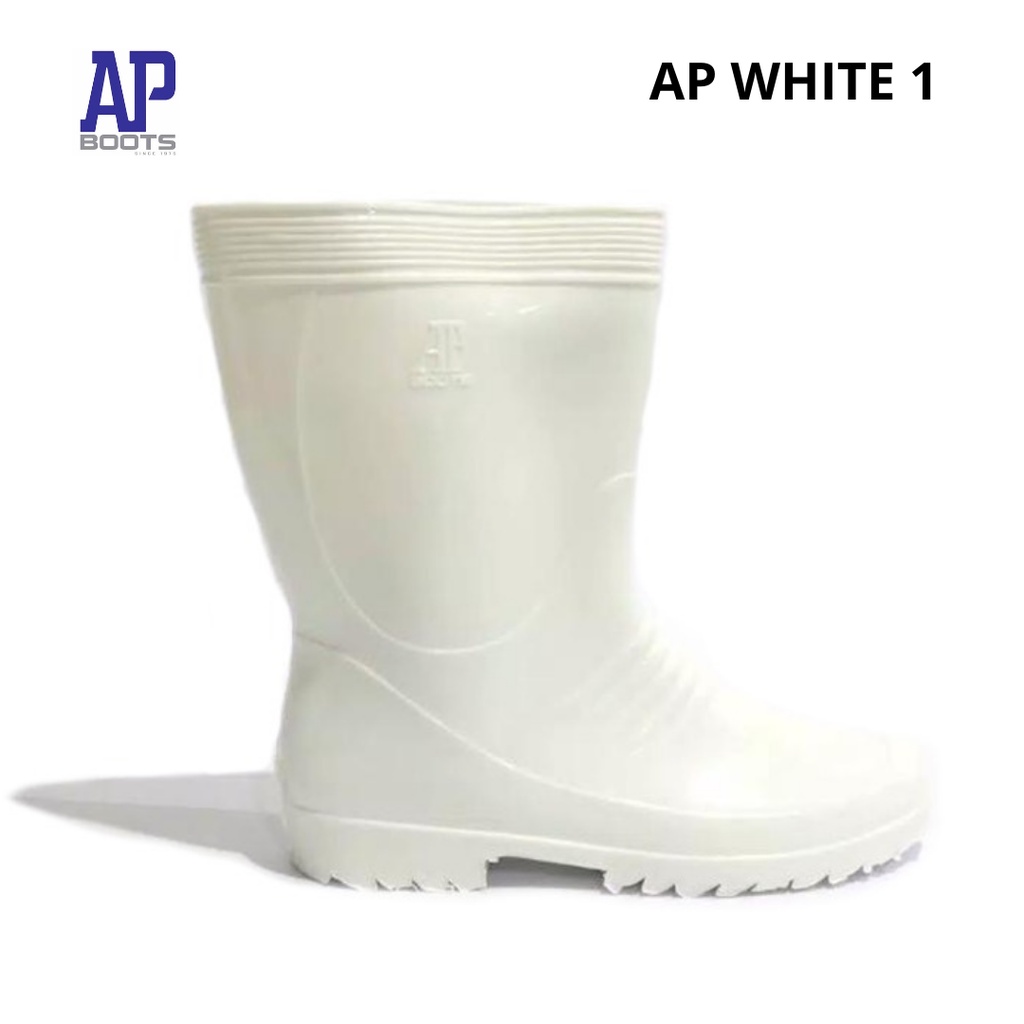 AP BOOTS PUTIH 1 - AP BLACK I 25-28 -AP WHITE 1 - SEPATU BOOT PENDEK KARET - SEPATU BOOT KARET PENDEK PUTIH - FANZ STORE