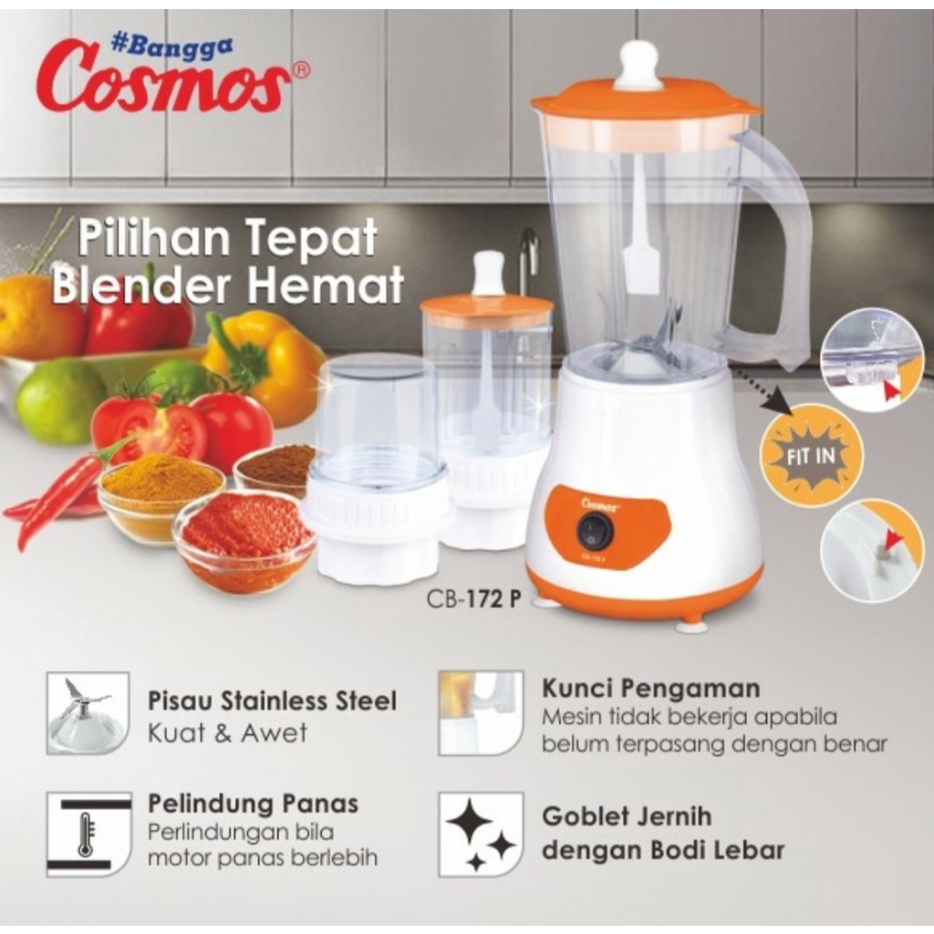 Blender Plastik Cosmos CB 172 P 3 in 1 Blender Cosmos CB 172 P 1 Liter Blender Murah Cosmos CB 172P