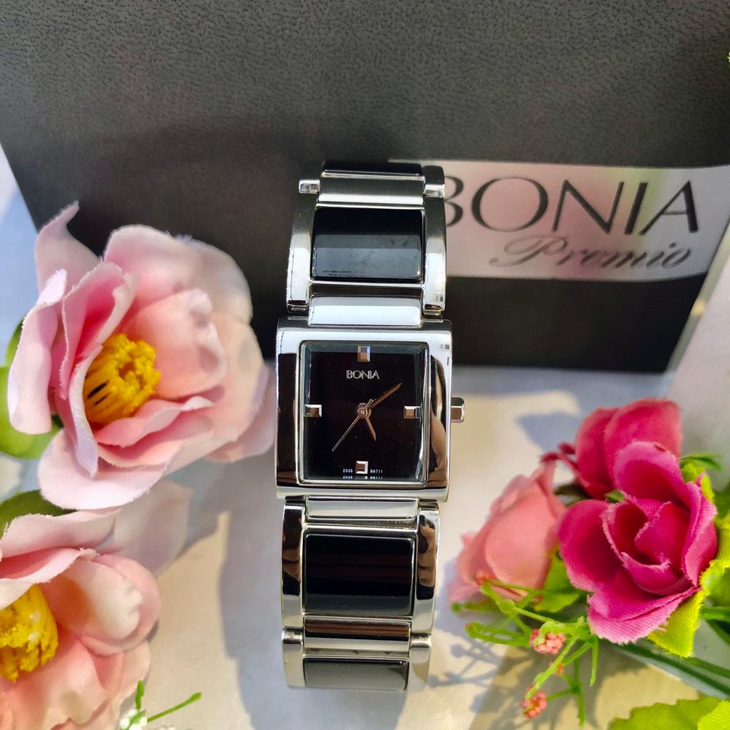 Limited Stock Jam Tangan Wanita Original Brand BONIA  B711-2437 Ladies Watch Case Segi Material Case