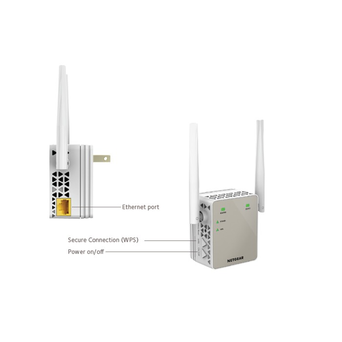 ASLI IMPOR -   Network - Netgear - EX6120 WiFi Range Extender - Essentials Edition