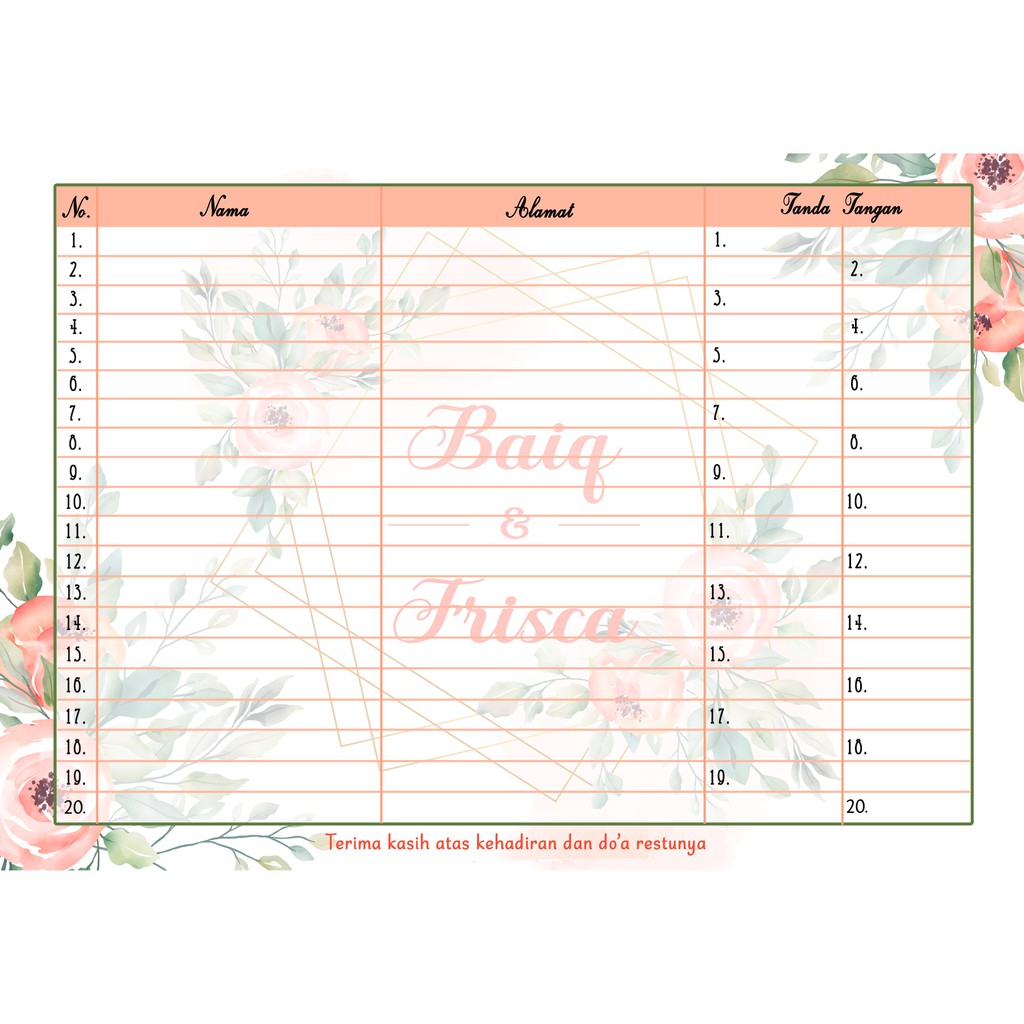 Buku Tamu Pernikahan Custom Wedding Guest Book Shopee Indonesia