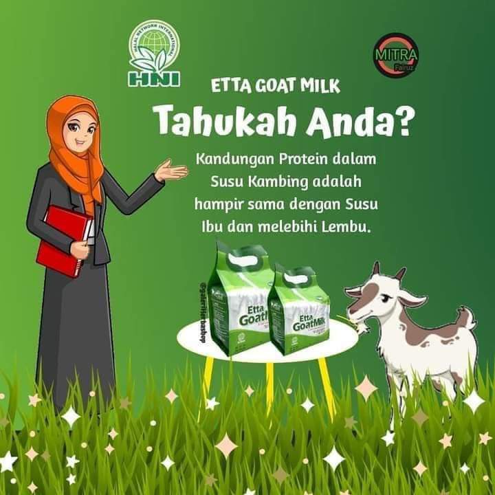 

ETTA GOAT MILK HNI SUSU KAMBING ETTAWA TINGGI PROTEIN TINGGI KALSIUM SUSU KAMBING ORGANIK