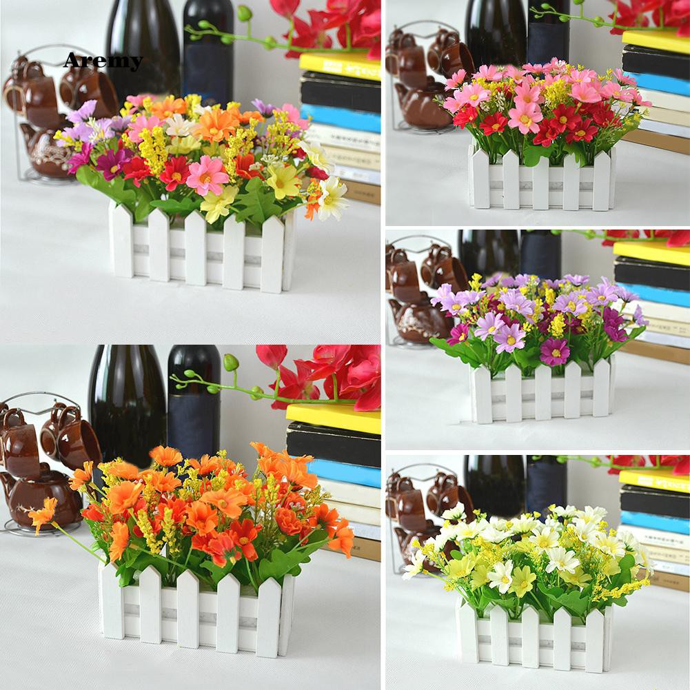 1 Bouquet Artificial Flowers Wooden Fence Garden Diy Stage Party