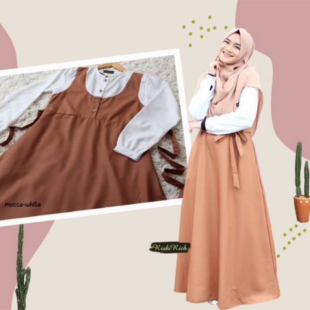 Gamis toyobo premium polos kombinasi warna lengan/ gamis tali/ gamis sumayyah