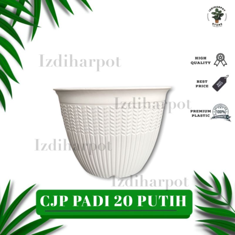 pot bunga tanaman cjp padi 20cm putih - CJP PADI 20 PUTIH 9920