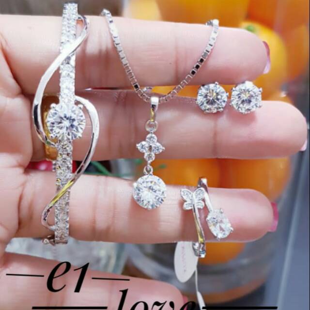 Xuping set perhiasan silver lapis emas putih 0311