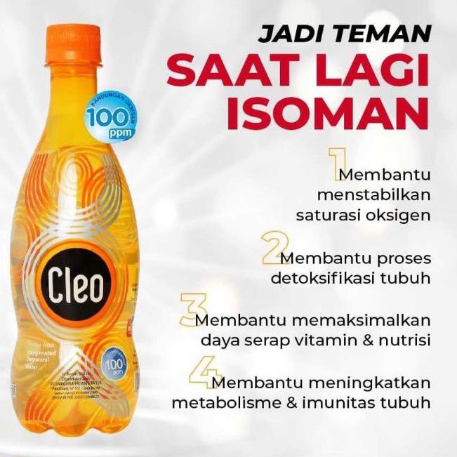 

Air Mineral Beroksigen Meningkatkan Saturasi Oksigen CLEO OXY