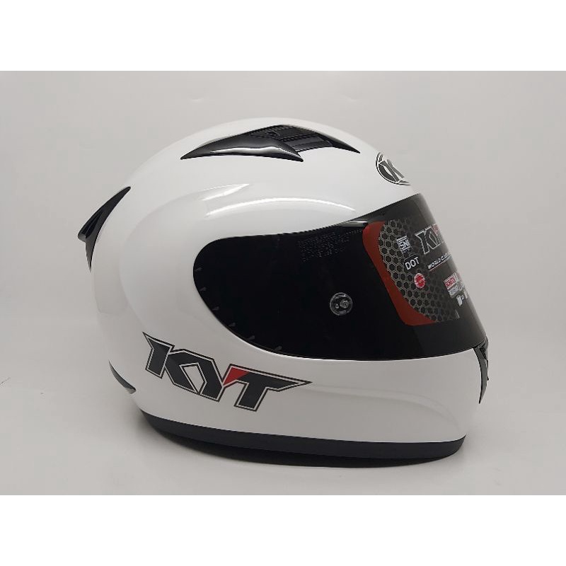 Helm Kyt R10 White|Putih | Kaca Flat Visor Dark Smoke Ori KYT