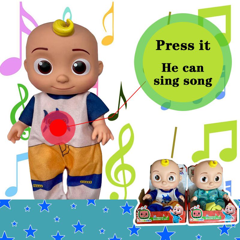 8in 10in Coco melon Music Toys Soft Melon Baby Cartoon Full Vinyl Body Kids Gift