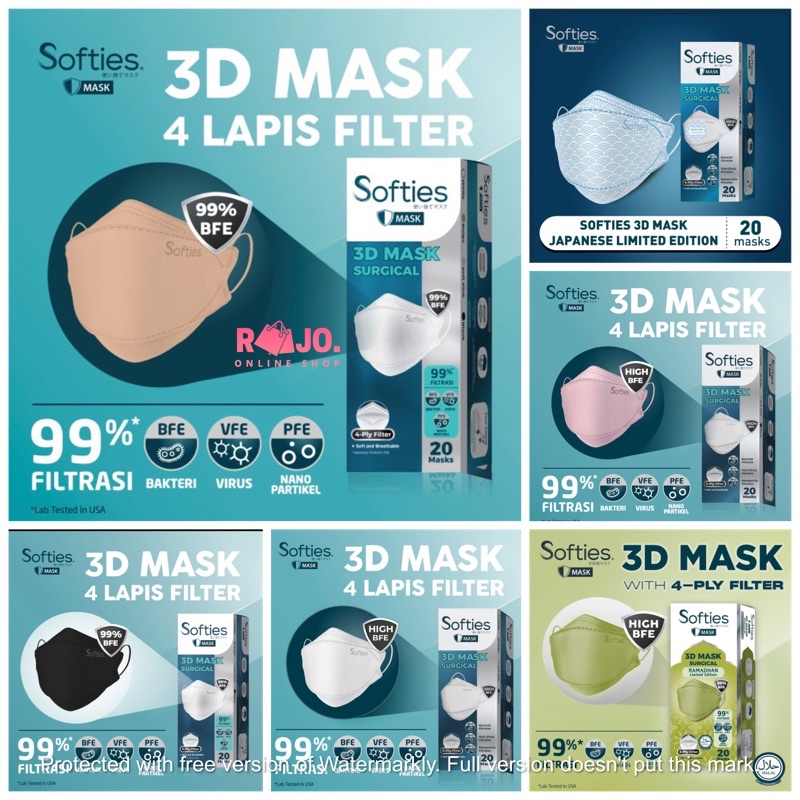 Masker Softies 3D Surgical Mask Model KF94 original