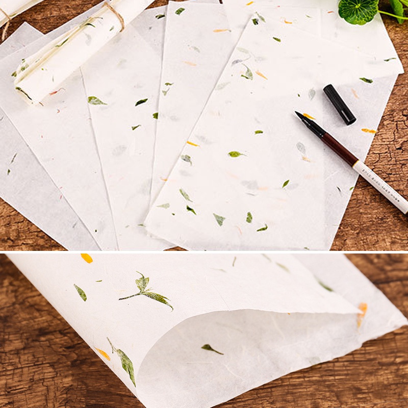 20pcs Chinese Style Vintage Flower Leaf Letter Paper Handmade Rice Paper for Calligraphy Stationery