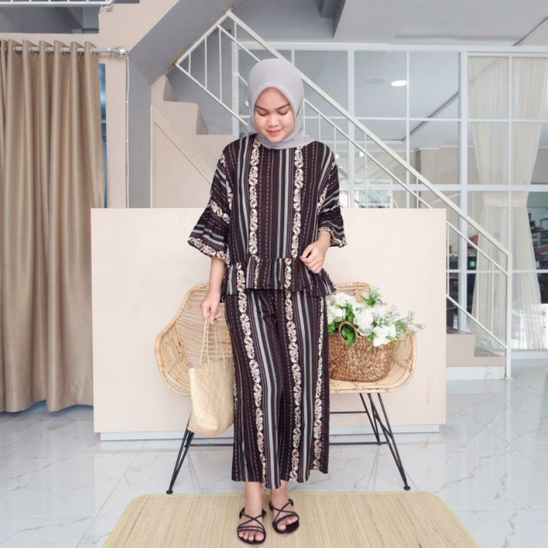 (Bisa cod) setelan celana wanita/setcel rayon vincose/setcel terbaru/setcel kekinian/setcel jumbo