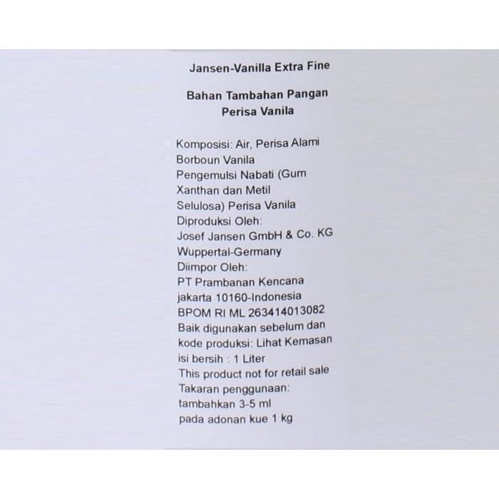 

vd2011c Vanilla Jansen 1Kg Fsfs201