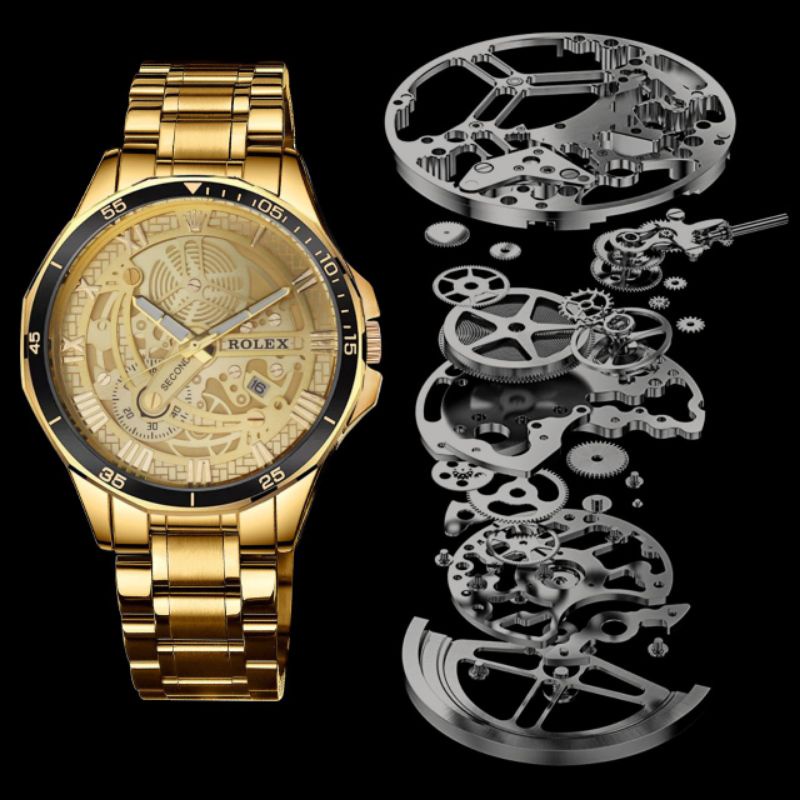 { COD } terbaru j tangan fashion pria / laki-laki rolex machine HB-64988NR rantai tanggal aktif diam