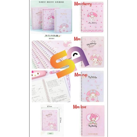 

BUKU TULIS/NOTEBOOK/BUKU RING MYMELODY ORI A4 SANRIO