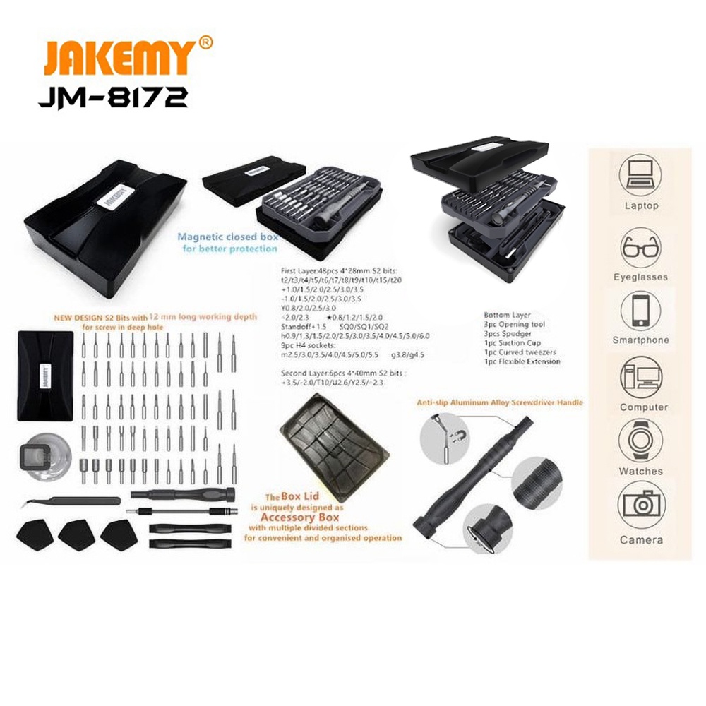 Jakemy JM-8172 73 in 1 Obeng Set Portable &amp; Precision DIY Screwdriver