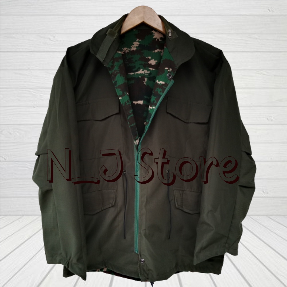 Jaket Semi Parka Army Loreng TNI NKRI Bolak Balik Terbaru Berkualitas Harga Terjangkau