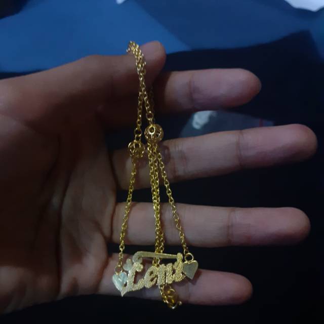Kalung nama perak murni, sepuh emas