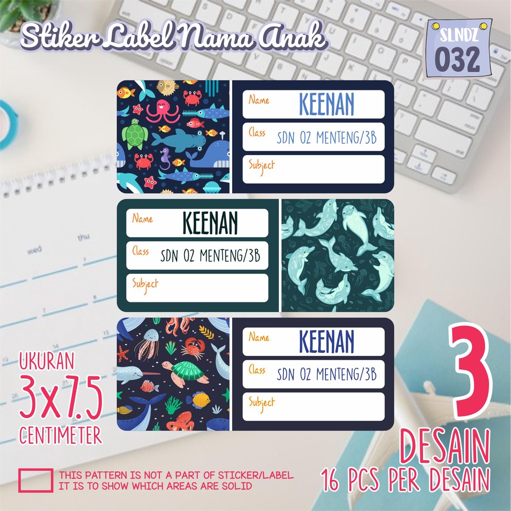 

stiker label nama waterproof anak murah sekolah sepatu buku SLNDZ 032