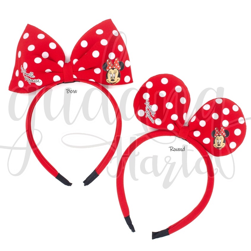 Bando Polkadot Minnie Bow Hairband Motif Kartun Pita Bandana GH 211129