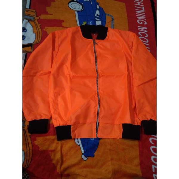 jaket bomber parasut orange keren