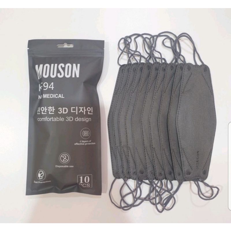 Masker KF94 Mouson - Grey (Abu Tua)
