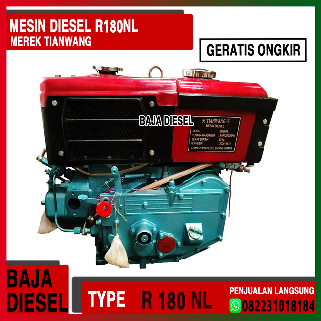 Mesin Diesel TIANWANG R 180 NL Pakai Radiator