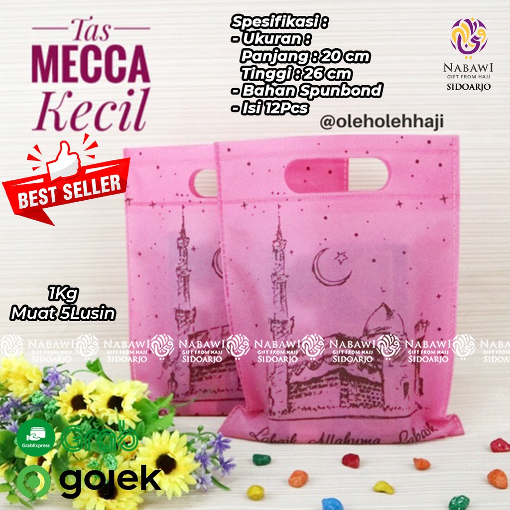 

Tas Mecca Souvenir Kecil Bahan Kain Spunbond/Goodie Bag Oleh Oleh Haji Umroh - Nabawi Sidoarjo