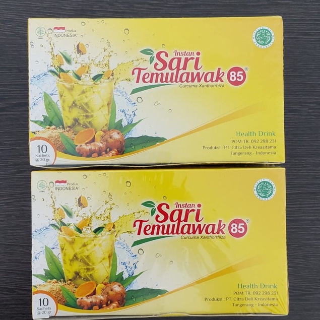 

INSTAN SARI TEMULAWAK 85 NATURAL/INSTAN SARI TEMULAWAK 85 + MADU JERUK/MINUMAN KESEHATAN/JAMU/200G/INSTAN SARI TEMULAWAK 85 + MADU LEMON 200G