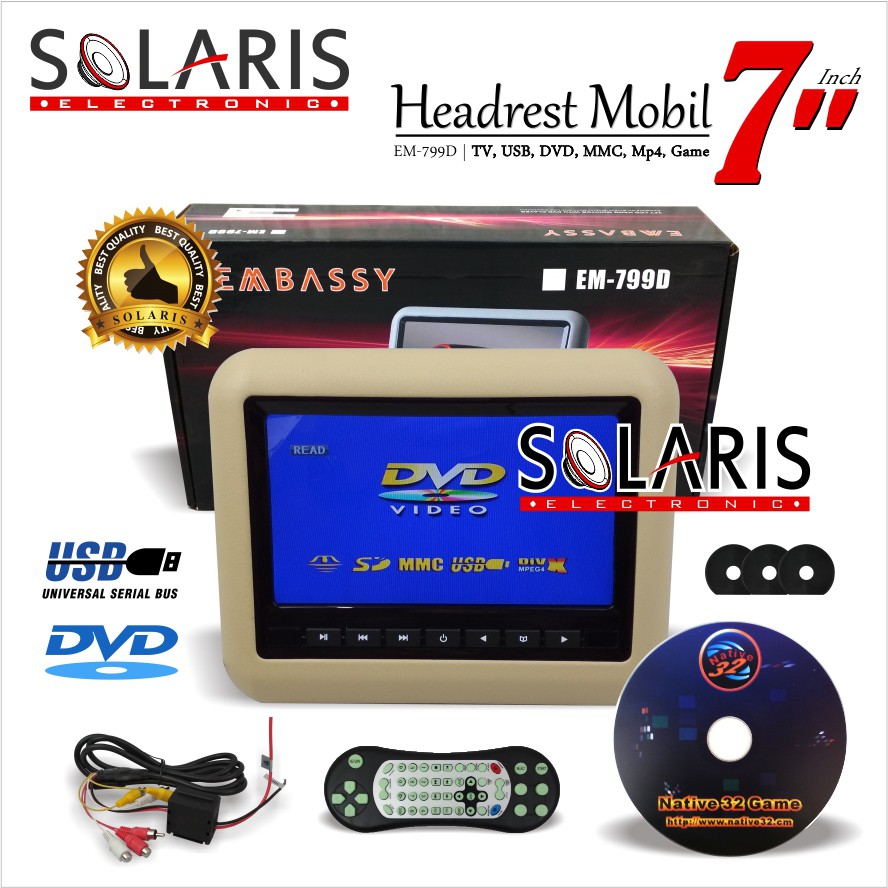 HEADREST TV MONITOR 7 Inch Embassy EM-799D Premium ISI 1 PCS