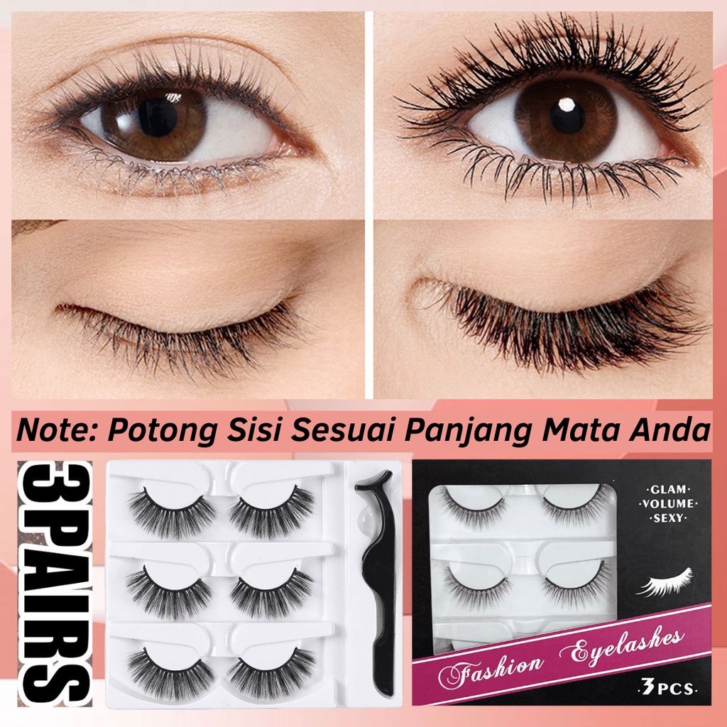 BULU MATA MAGNET 3 PASANG MAGNETIC EYELASH NATURAL 1 SET EYELINER 3D EYELASHES BULUMATA MURAH