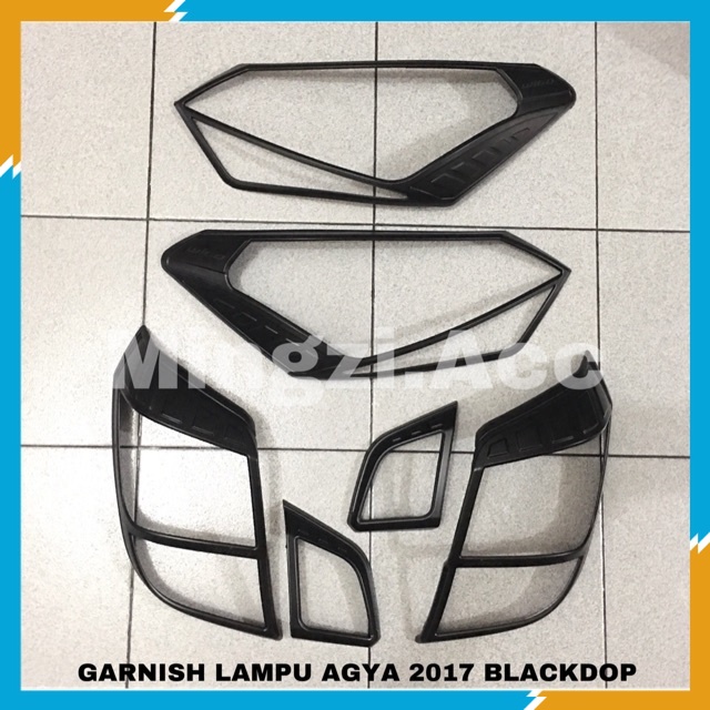 VARIASI AGYA 2017 / AYLA 2017 2018 2019 NEW GARNISH LAMPU DEPAN BELAKANG HEADLAMP COVER HITAM BLACKD