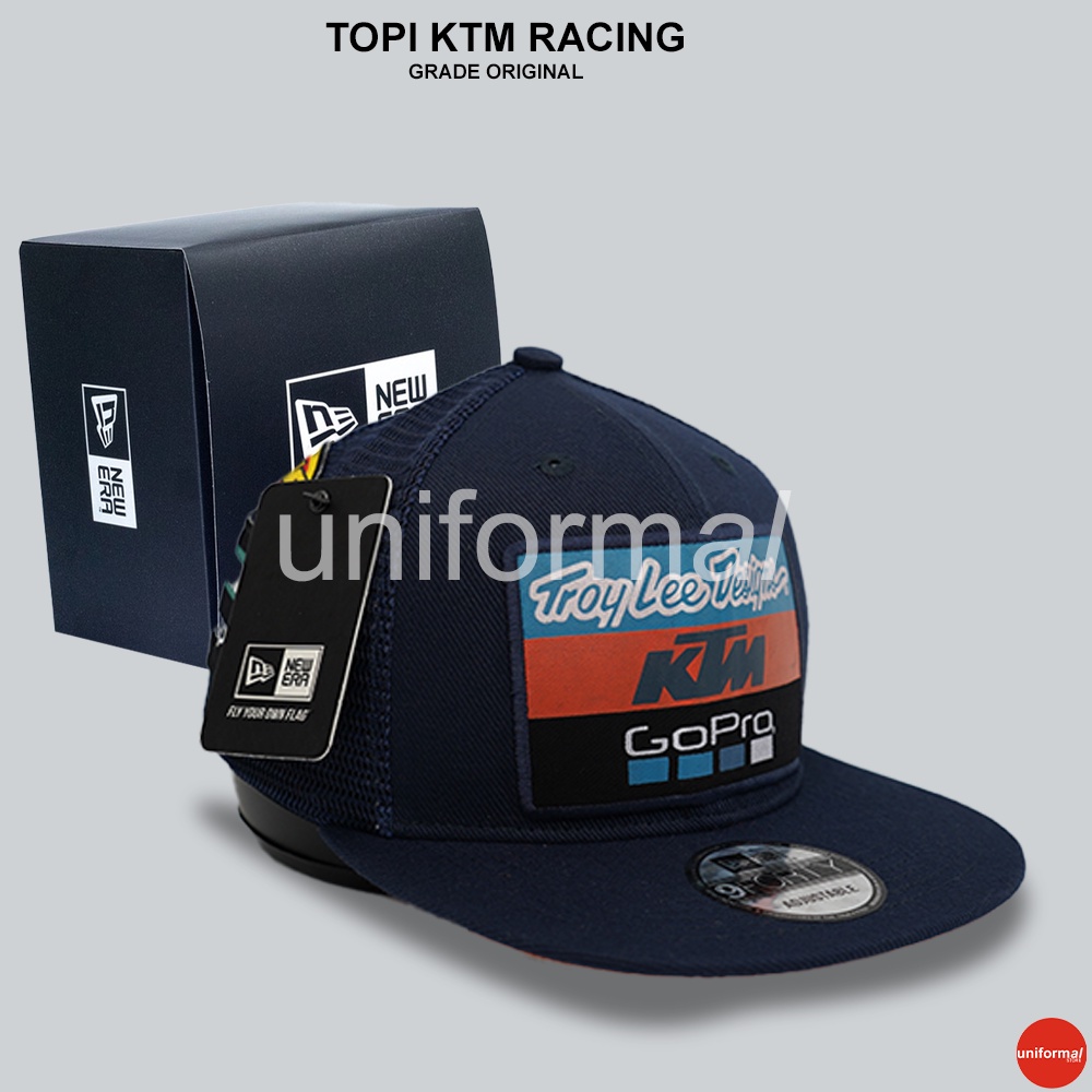 Topi Snapback KTM Trucker Motocross Grade ORIGINAL, Topi Hip Hop Podium Jaring Trail Racing Motor Cross Cap GoPro Troy Lee Designs Abu Hitam, Pria Dewasa Ori Distro Murah Premium Import 100% Anak Laki Laki Wanita Unisex Bordir Polos