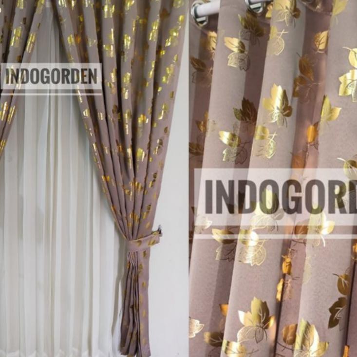 Terbaru GORDEN BLACKOUT JENDELA GORDEN PINTU MOTIF PRINT EMAS Terlaris