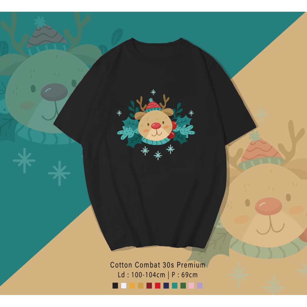 RUSA DAUN CHRITMAS EDITION / KAOS UNISEX CEWEK COWOK / OVERSIZE