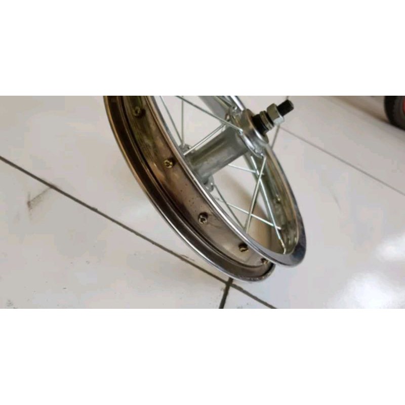 roda depan sepeda anak ukuran 12 inch bahan steel velg rims spoke ruji hub tromol 12inch