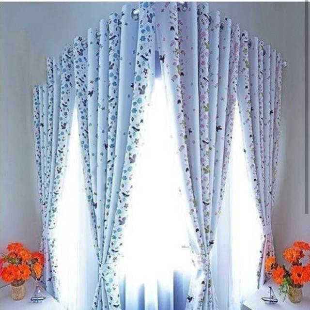 Gorden blackout motif burung pink biru