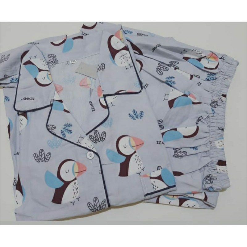 set piyama jumbo katun eropa lengan pendek celana panjang