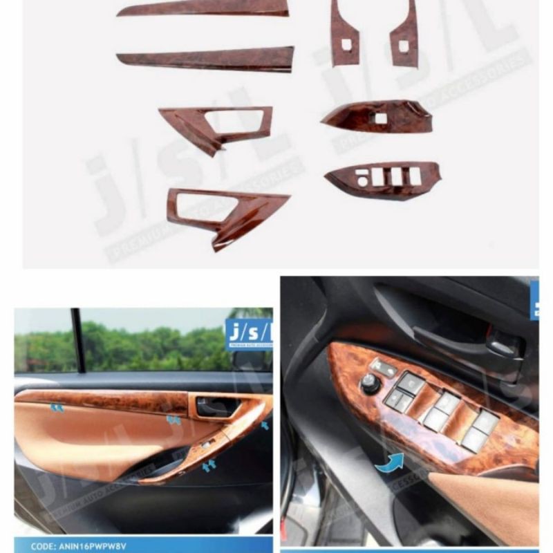 power power window 8 pc all new innova 2016 wood chrome carbon jsl