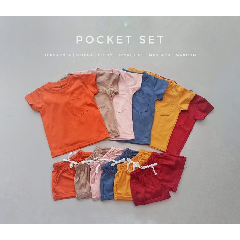 Playdate Pocket Set | Set Setelan Baju Kaos Anak Celana